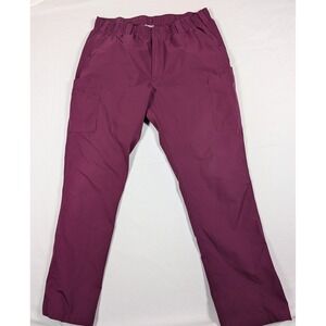 Carhartt Cargo Scrub Pants Burgundy Elastic Waist Relaxed Fit Regular XL